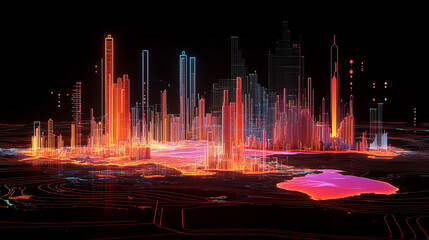 abstract dot point connect with gradient line concept world map, world map overlaid with interconnected lines and neon light effect, abstract digital planet world map background communication concept.