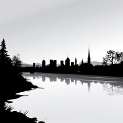 Naklejka premium Cityscape silhouette illustration skyline silhouette 