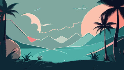 illustration of a tropical island