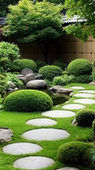 Tranquil garden pathway japanese garden landscape photography lush environment serene viewpoint nature concept