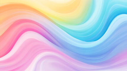 Obraz premium A flat vector illustration of a rainbow background in soft pastel colors, Soft Pastel Rainbow: Perfect for Peaceful Backgrounds and Creative Projects, 