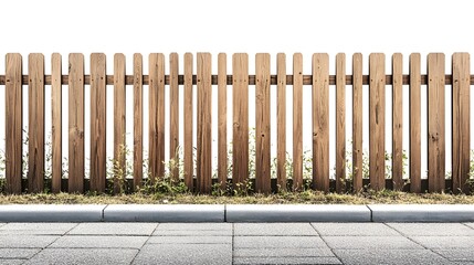 Obraz premium Wooden Fence Beside a Sidewalk and Grass