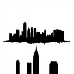 Obraz premium Colorful city skyline at dusk skyline silhouette 