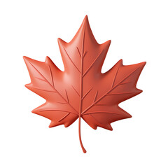 A 3D render of a cartoon style autumn maple leaf with a minimalist style. The leaf is orange and has a few veins. It is isolated on a transparent background.
