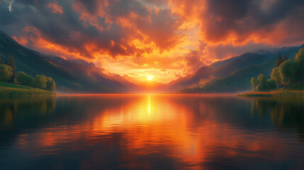 Fototapeta premium sunset in the mountains