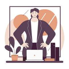 A sleek character standing with hands on hips.