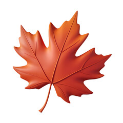 Obraz premium A 3D render of a cartoon-style autumn maple leaf. The leaf is orange and has veins. It is isolated on a transparent background. 