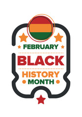 Black History Month 2025. African American History. Celebrated annual. February and October. Poster, card, banner, background. Vector illustration