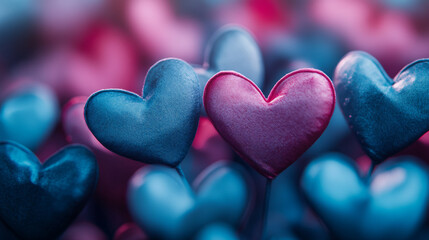 Obraz premium Colorful heart-shaped decorations symbolize love on Proposal Day in a festive setting
