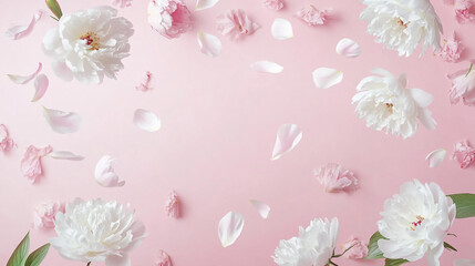 a close up of a bunch of flowers with a blurry background. exquisite peony flowers gracefully arranged against a pure white background, 