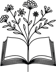 Floral book svg, Wild floral book svg