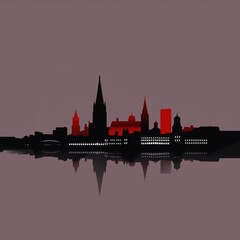 Obraz premium Neon metropolis: a futuristic cityscape skyline silhouette 