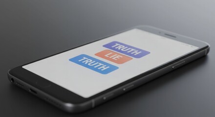 A smartphone screen showing overlapping notifications labeled TRUTH and LIE