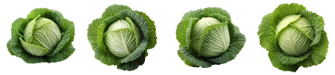 Fototapeta premium cabbage set png. cabbage vegetable png. leafy green vegetable cabbage isolated. fresh and organic cabbage top view png. green vegetable for healthy food designs and organic recipes isolated 