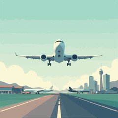 Obraz premium Plane landing vector design, Plane Illustration vector design