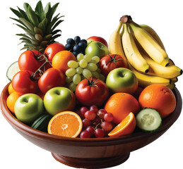 Colorful Fruit Bowl Displaying a Variety of Healthy Produce vector illustration