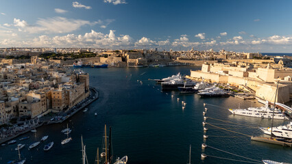 Fototapeta premium Aerial footage in Malta during winter holidays.