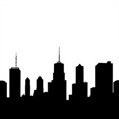 Obraz premium Silhouetted cityscape at sunset with a vibrant sky reflecting in the water skyline silhouette 