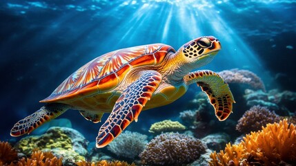 Fototapeta premium Close-Up of Sea Turtle in Natural Light