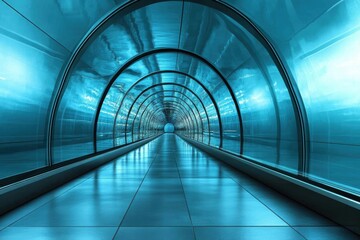 Futuristic Blue Tunnel Corridor