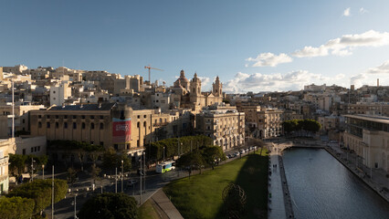 Aerial footage in Malta during winter holidays.