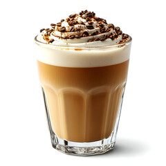 Coffee Latte with Whipped Cream and Coffee Beans