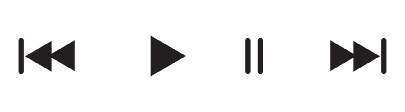 Set of media player button icons. Play and pause buttons, video audio player, player button set icon symbol , play and pause vector button. Vector illustration