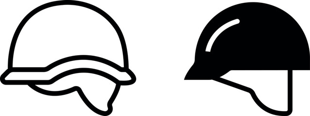 "Army Helmet Vector Icon Set – Military Gear, Combat Protection, and Defense Symbols"