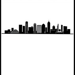 People standing in city skyline double exposure created with generative ai skyline silhouette 