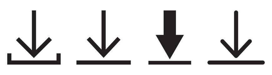 Download icon set. Download button Collection. Download files icons vector. Arrow downloading icon. Vector illustration.