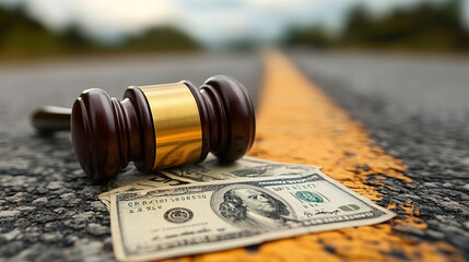 Recovery financial solutions gavel and monetary balance