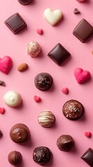 various chocolates background confectionery concept