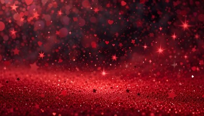 A textured background featuring red glitter and stars, designed for Valentine's Day in an abstract style.