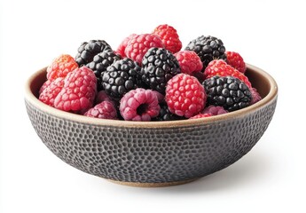 Fresh and Juicy Blackberries and Raspberries in a Decorative Bowl for Healthy Eating and Delicious Snack Options