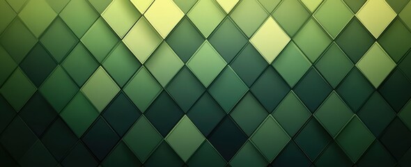 A seamless pattern of dark green harlequin shapes forming a realistic 3D textural design with shadowing and highlights