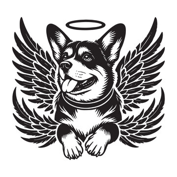 recommend clip art: Cane Corso Dog corgi Angel Wings & Halo Dog Memorial Design Svg
