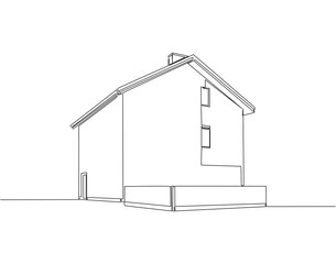 Continuous line drawing of modern house. Single line illustration of house. Housing, real estate, property concept. Editable outline