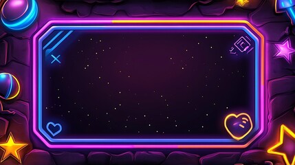 Obraz premium Neon Frame Glowing Design Retro Game Background