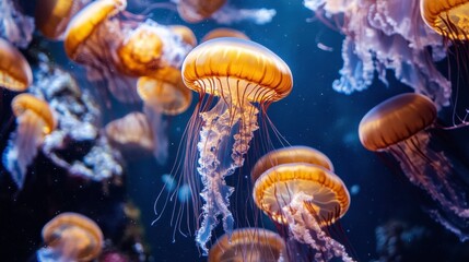 Ethereal Jellyfish in Vibrant Underwater Glow