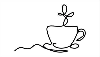 Minimalist Coffee cup continuous one line drawing illustration