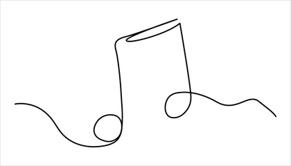 Simple Musical Note Continuous one Line art drawing illustration