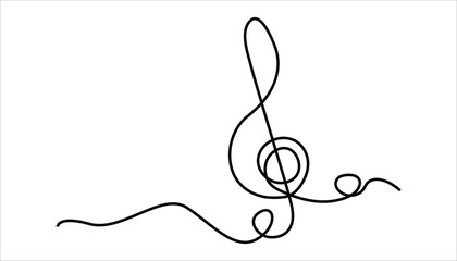 Musical Note Continuous one Line art drawing illustration