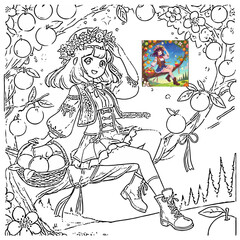 Anime Style Coloring Page for Kids – Jewish Holiday Tu Bishvat Tree of Life