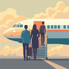 People Illustration vector design, Plane Illustration vector design