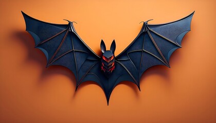 Fototapeta premium Halloween Bat Design Dark Wings Orange Background Gothic Style