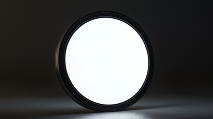 Illuminated Circular Frame in Dark Setting: Abstract Minimalist Design