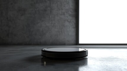 Robotic Vacuum Cleaner in Modern Interior: Clean Minimalist Design