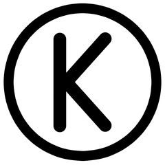 Font of letter K, letter k on white background 