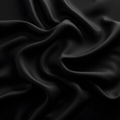 Obraz premium Processed collage of smooth elegant wavy deep black silk cloth fabric material texture. Background for banner, backdrop or texture for 3D mapping