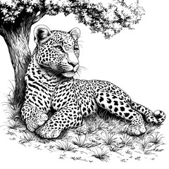 Majestic Leopard Resting Under a Tree: A Captivating Wildlife Portrait
